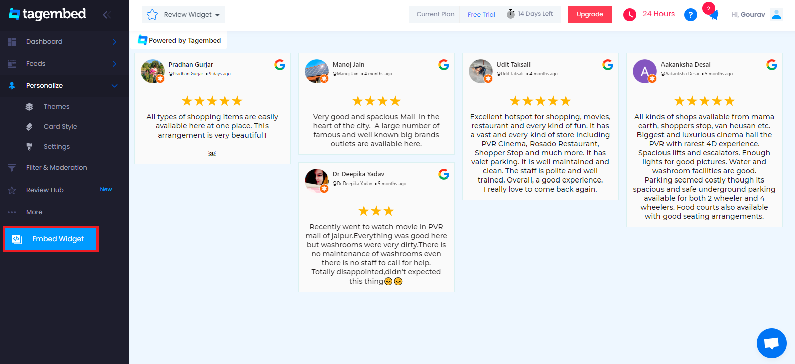Google reviews on Weebly