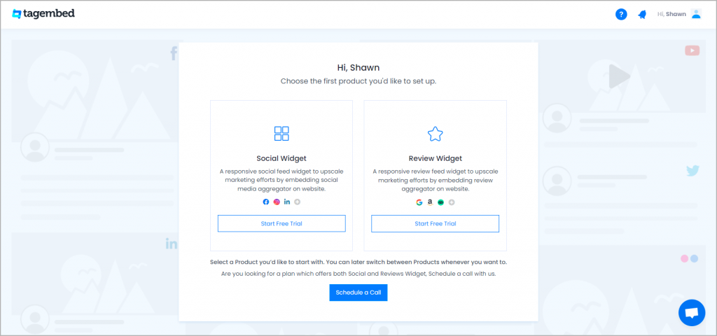Select social widgets