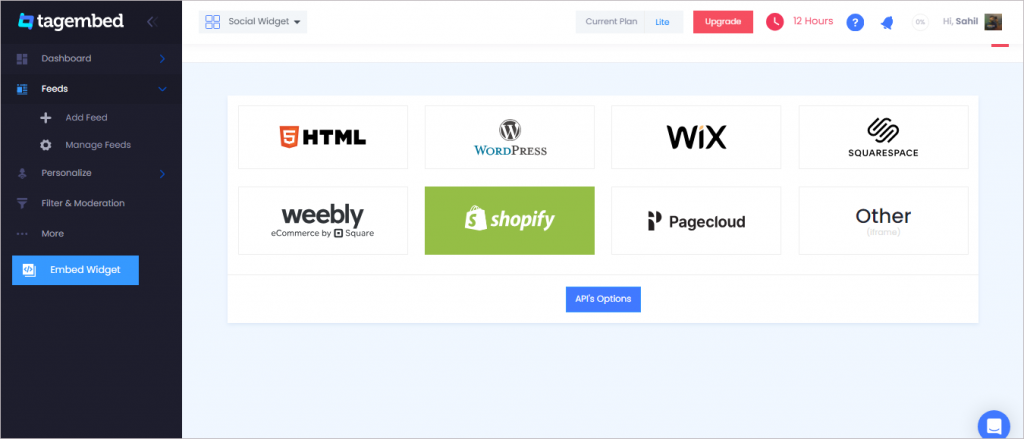 Select Shopify as a CMS platform