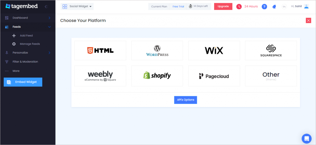Select CMS platform from the list 