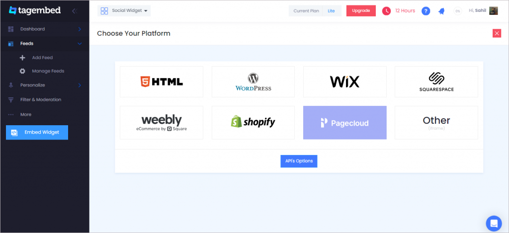 Select CMS platform from the list. 