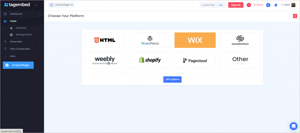 Choose Wix as your website platform. 