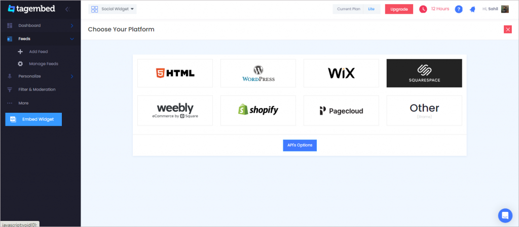 Choose Squarespace from the list of CMD platforms.  