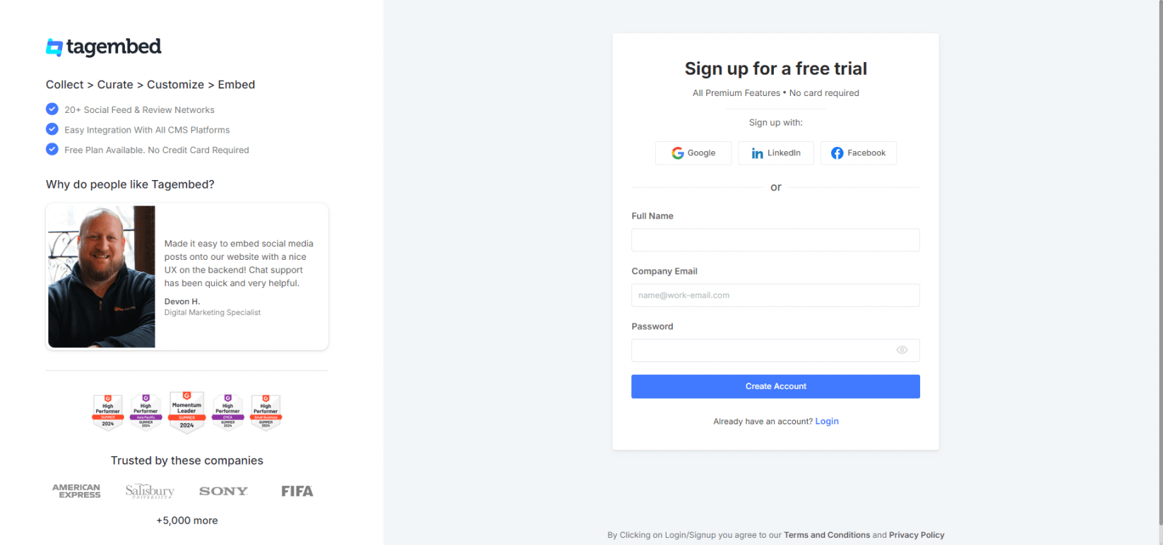 create an account