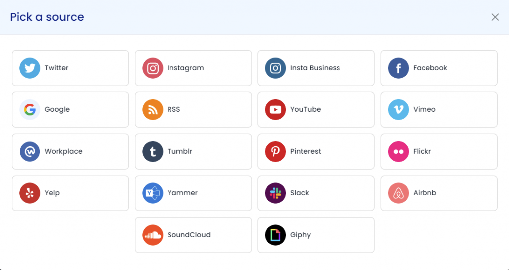 select source for facebook widget