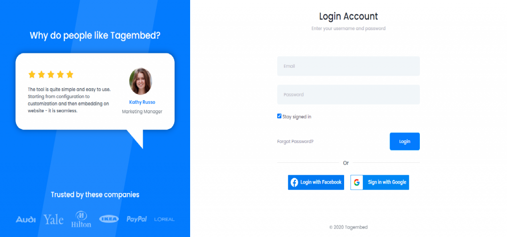 Login at tagembed