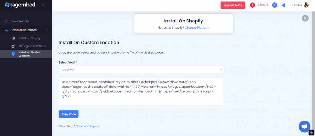 tagembed shopify app on shopify store