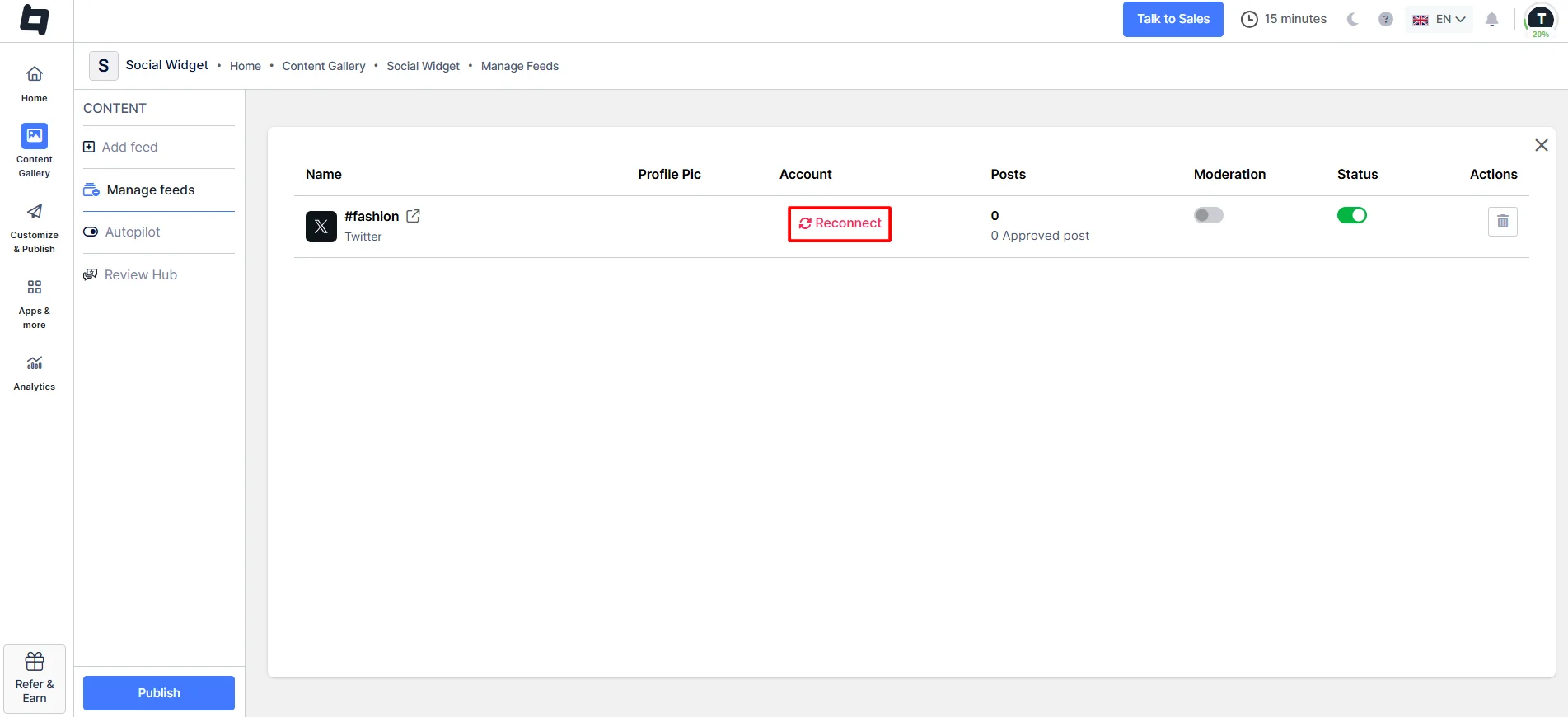 Manage Feeds