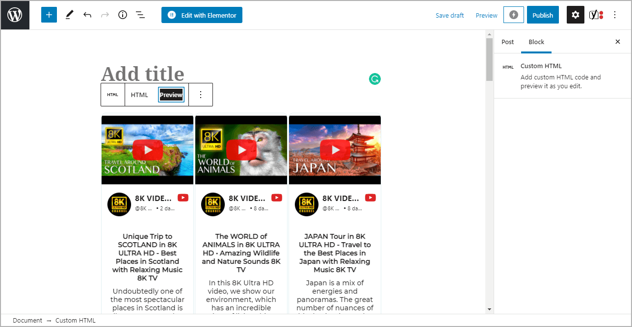Add YouTube Playlist on WordPress site