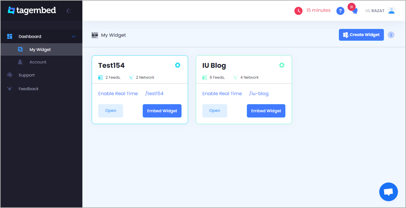 Integrate social Feeds