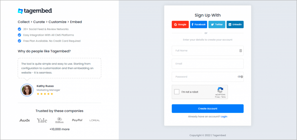 Sign up for a Tagembed