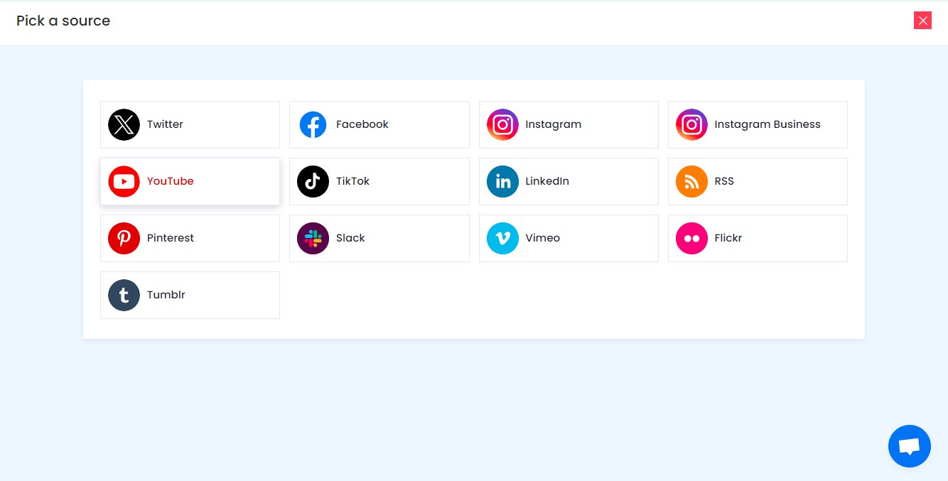select youtube source