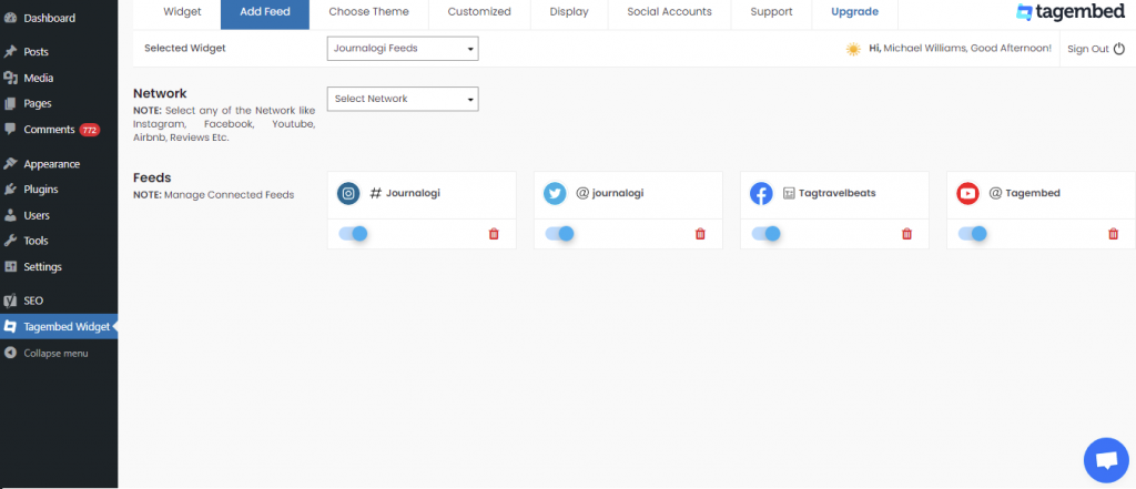 add social feeds