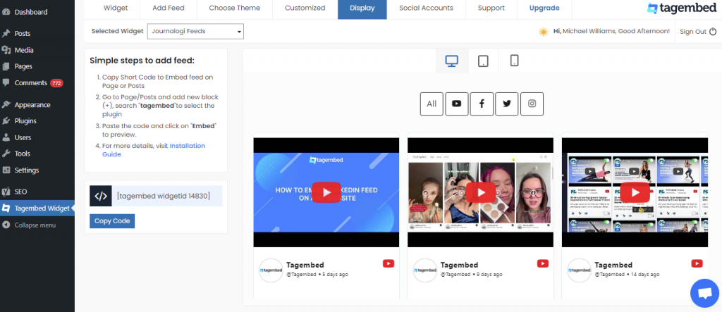 display the feeds