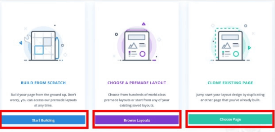 Divi page builder options