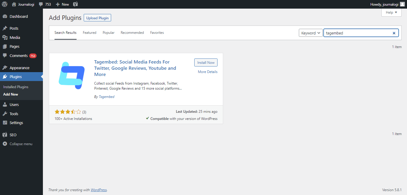 add tagembed plugin