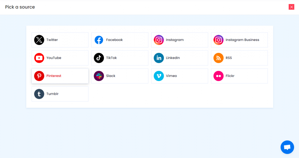 select pinterest widget
