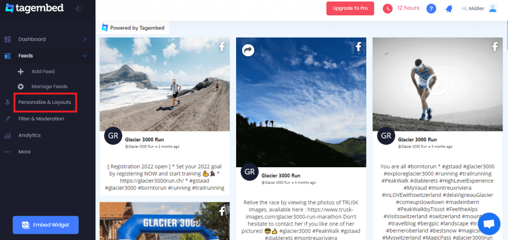 Personalize or Layouts options