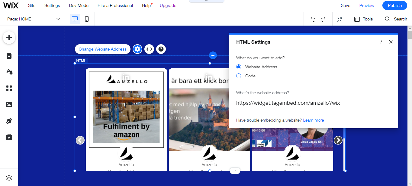 Enter Embed Code