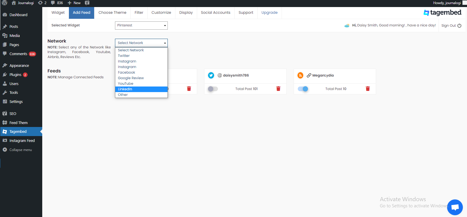 linkedin posts on wordpress