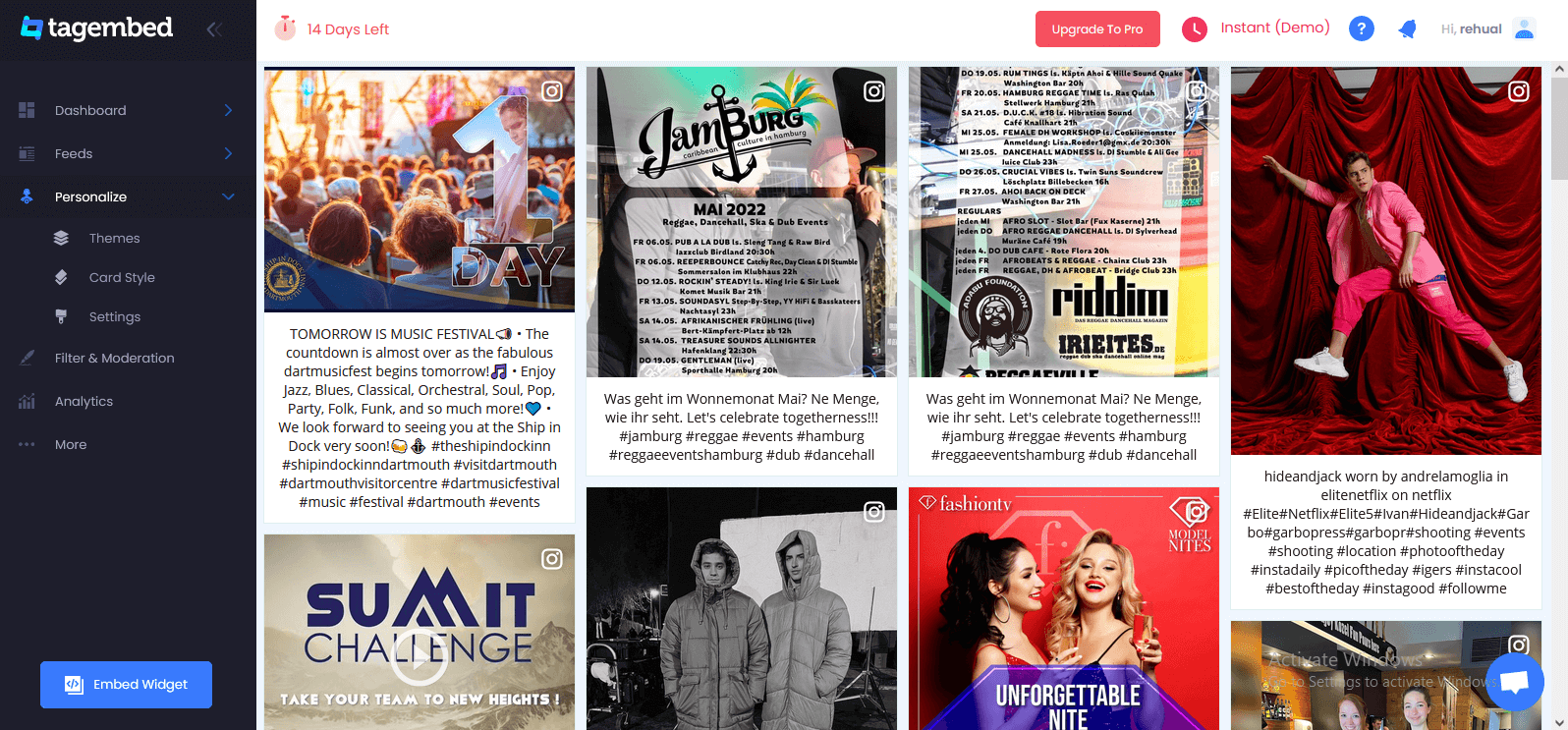 display instagram feed