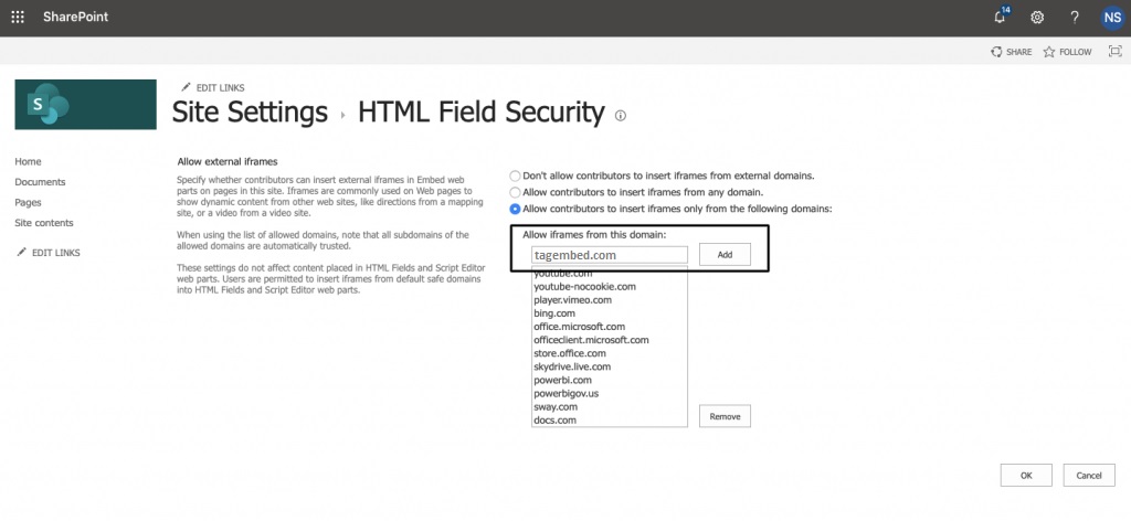 Edit Sharepoint HTML Settings