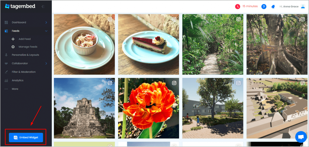 Click on the embed widget