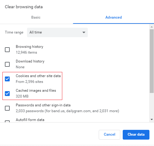 Clear Browser Cache