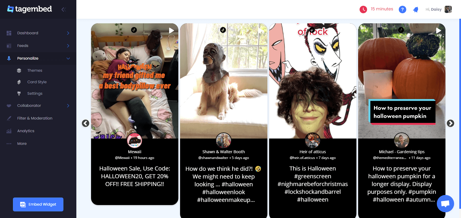 display tiktok post