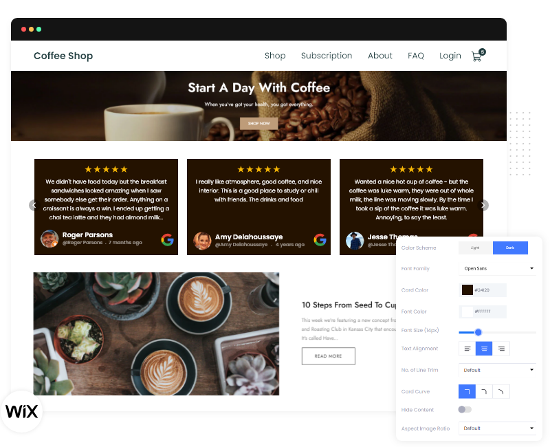 features-of-google-reviews-widget-on-wix-website-2