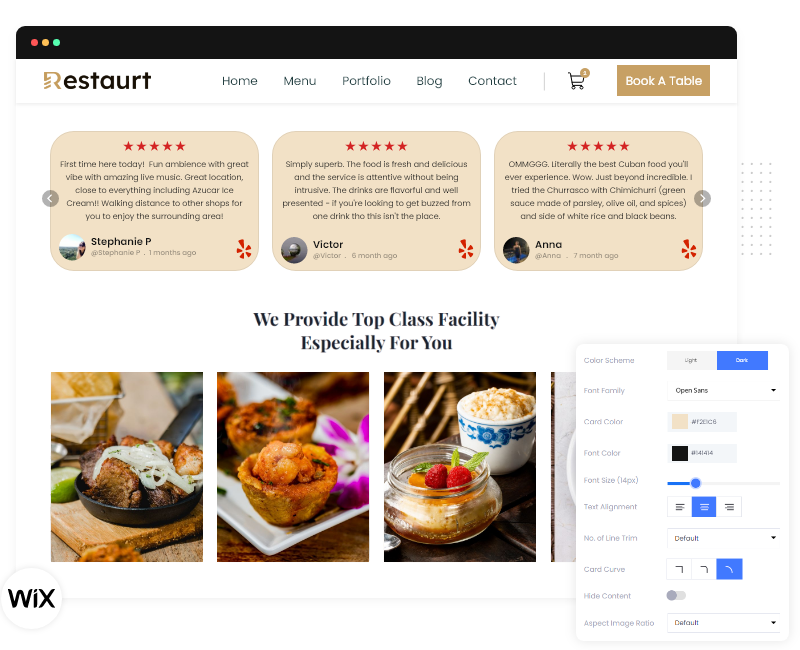 features-of-yelp-reviews-widget-on-wix-website