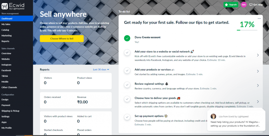 ecwid dashboard