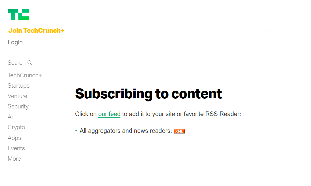 techcrunch rss feed