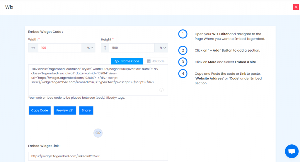 wix embedded code