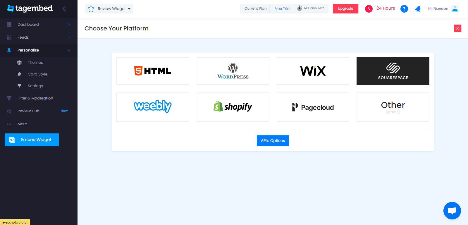 Squarespace fb review widget