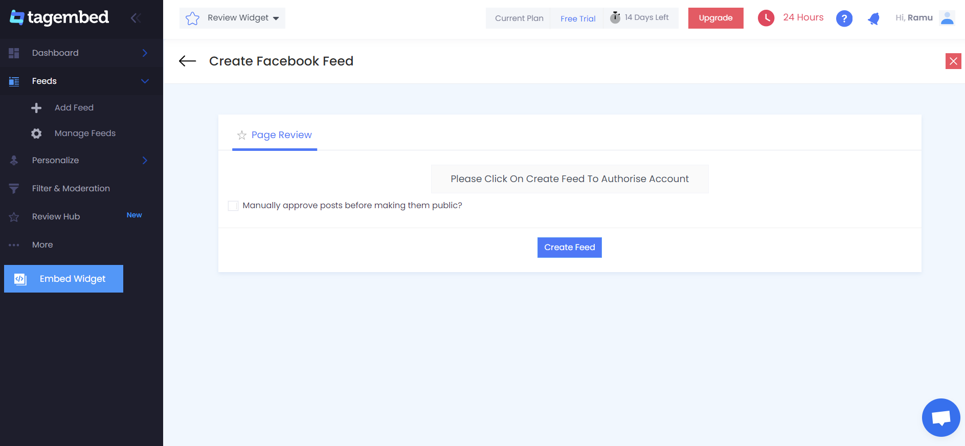 Connect Facebook account