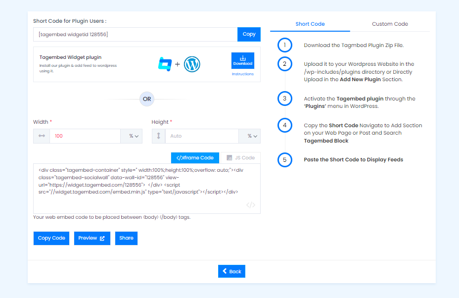 Copy Code from Tagembed