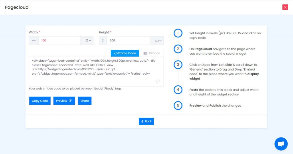 adjust pagecloud widget width