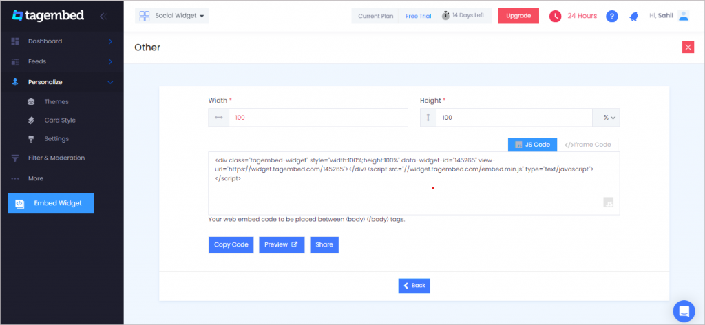 Copy the code and paste on the backend of your website.