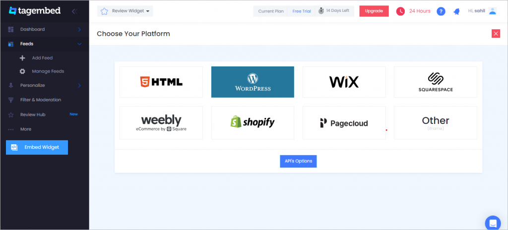 select WordPress as your CMS platform