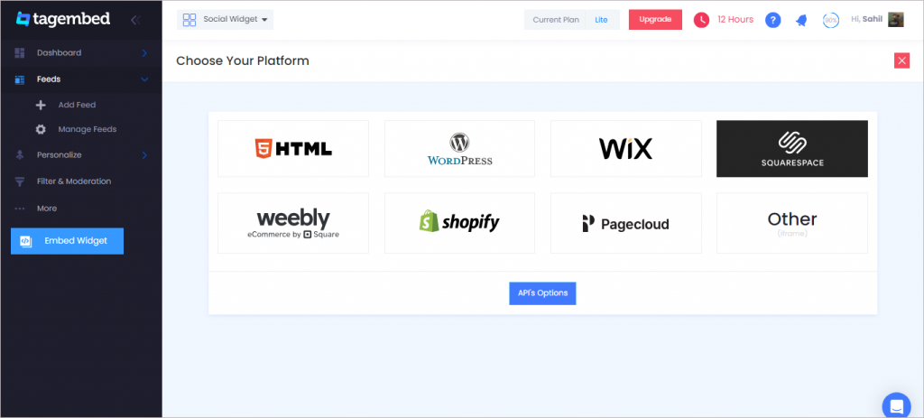 choose square space is your CMS platform