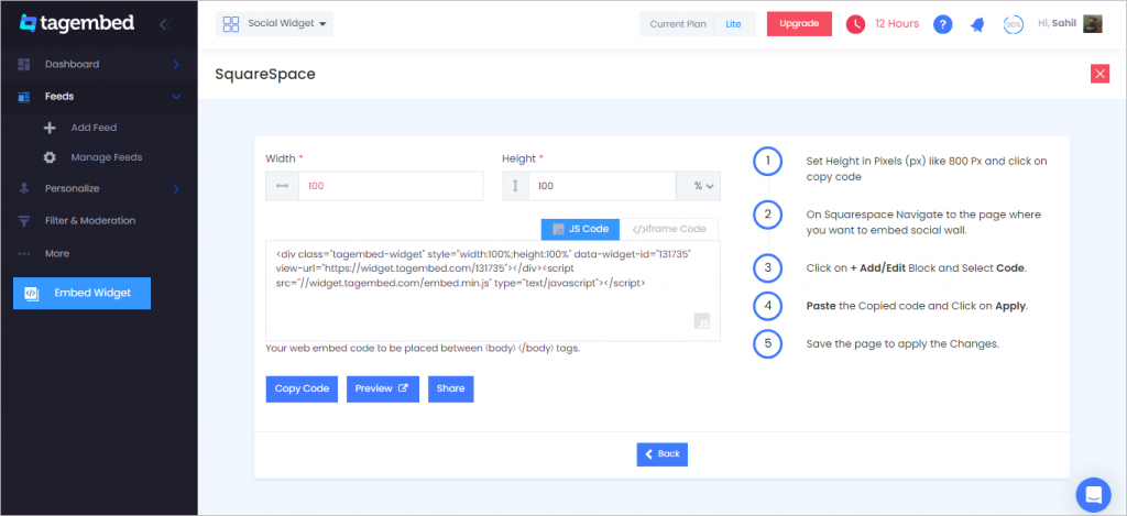 Copy the copy and paste on your website