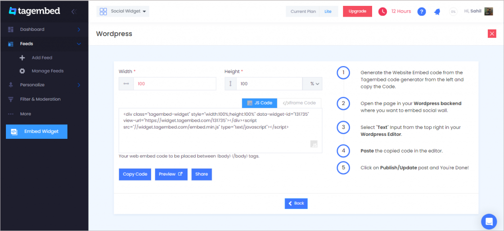 Copy the generated code and paste into your website