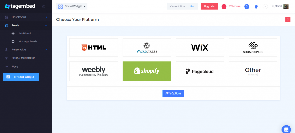 Select Shopify from list.