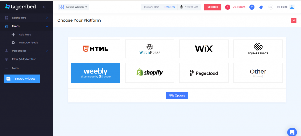 Choose CMS platform from the list.