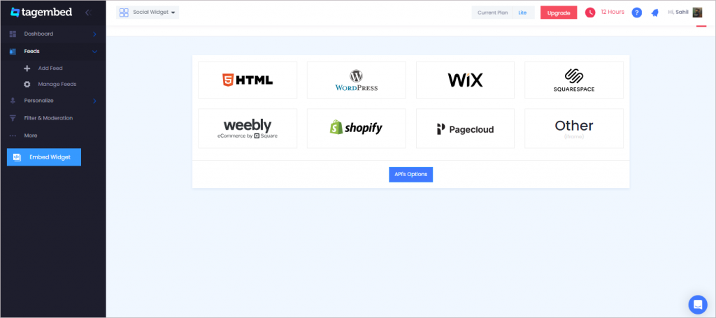 Choose CMS platform form the list.