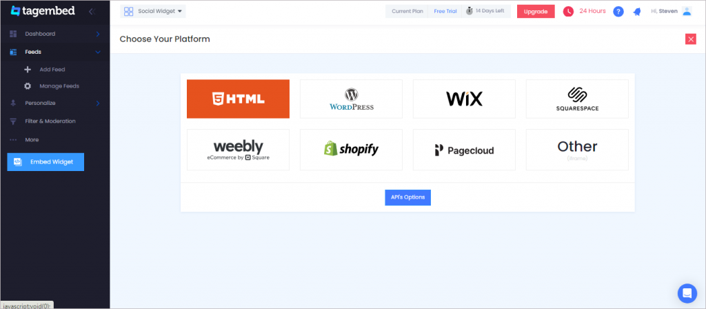Choose HTML from the list.