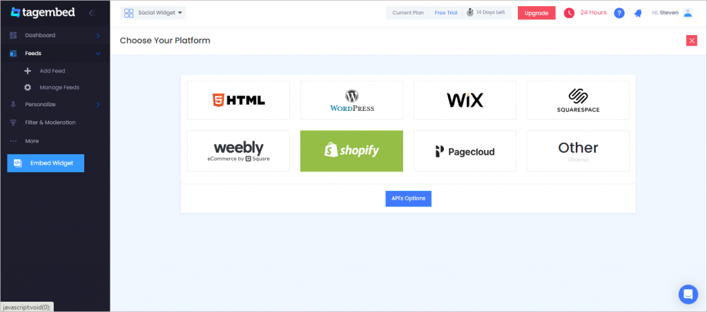 Choose Shopify as your CMS platform.