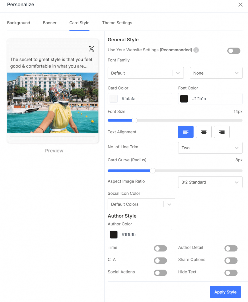 customize the card